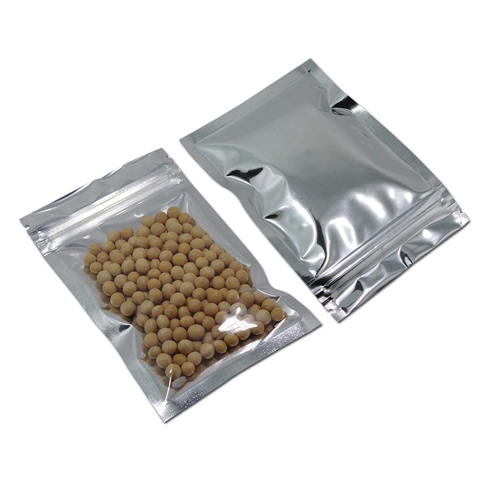 500 Pack 3.3x5.5 inch (Inside Size 3x4.3 inch) Clear Front Resealable Heat Seal Bags for Zip Bulk Food Storage Lock Bag Reclosable Airtight Foil Pouch Zipper Lock Packaging with Tear Notches