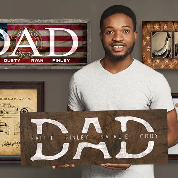 Personal Prints | Dad & Children Personalized Fathers Day Sign | Customized Gift For Dad From The Kids | Unique Custom Framed Ca