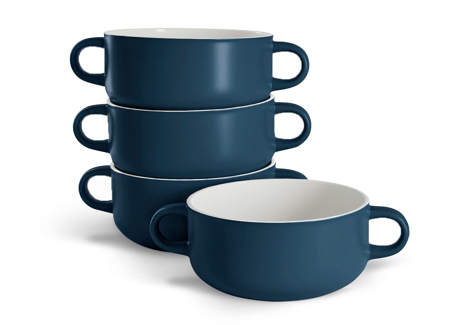 Kook Soup Crocks, Ceramic Bowls, Broil, Oven, Microwave and Dishwasher Safe, with Handles, For Casserole, Pasta, Cereal, 18 oz, 