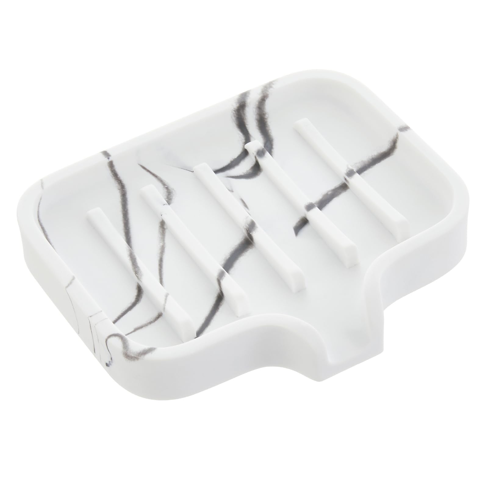 Iniunik Self Draining Soap Dish, Soap Holder With Marble Look, Resin Bar Soap Holder Shower Soap Saver Soap Dish For Shower, Bat