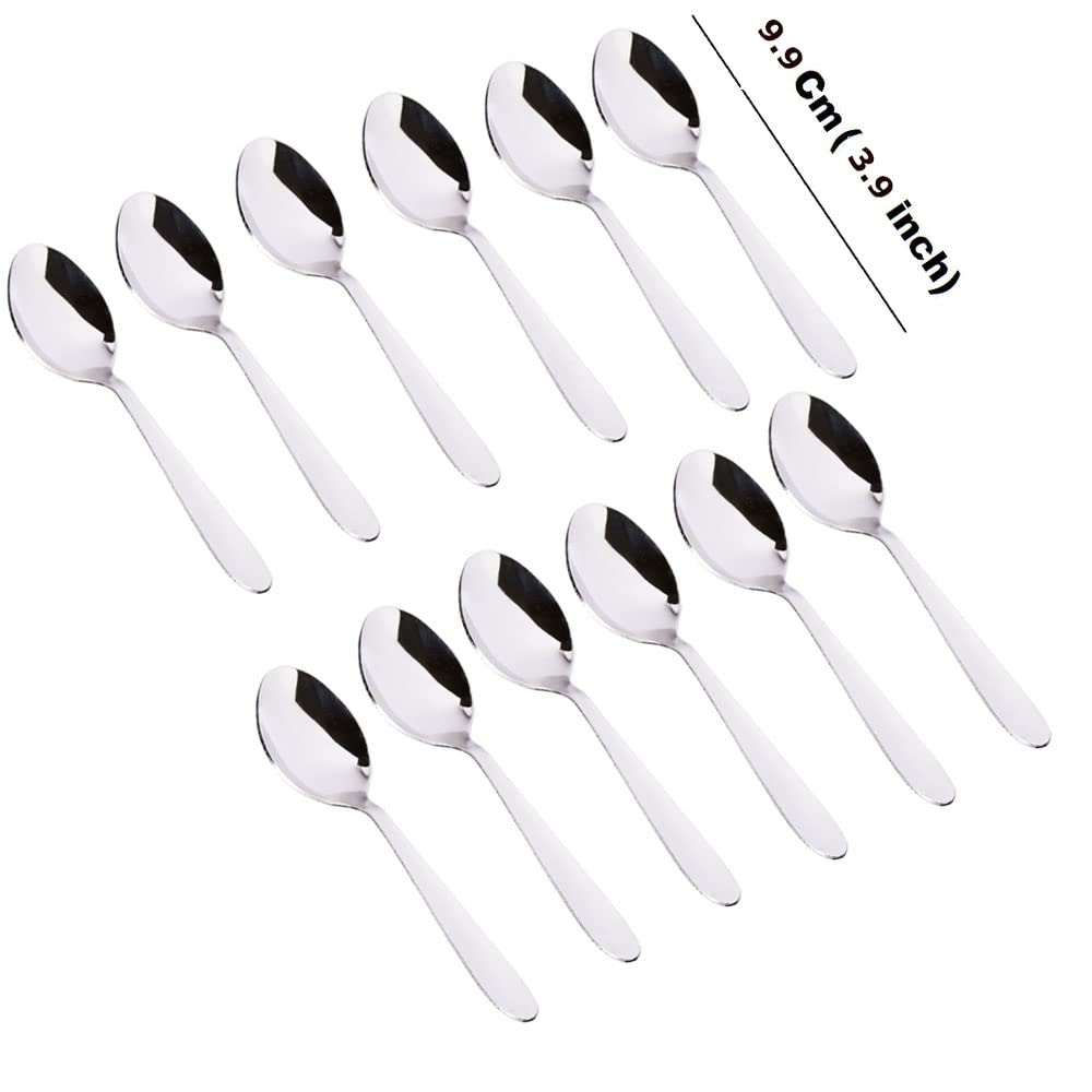 Stainless Steel Masala Spoons For Small Containers Mini Spoon For Masala Dabba Spices Spoons For Home/Kitchen - 12 Pieces-Silver
