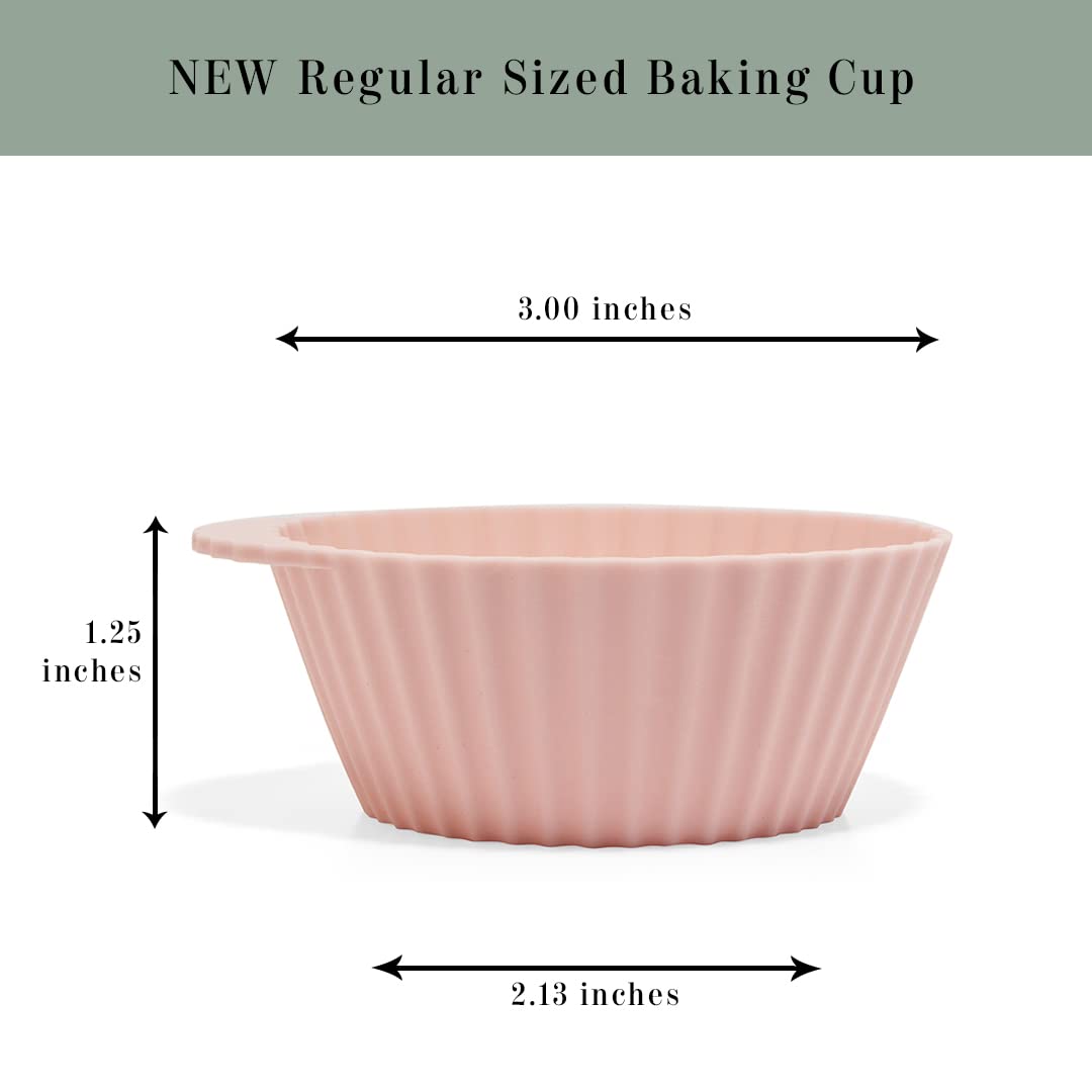 The Silicone Kitchen Reusable Silicone Baking Cups Silicone Muffin Liners For Cupcakes, Bpa Free, 12 Pack, Regular, Pink Gray Bl