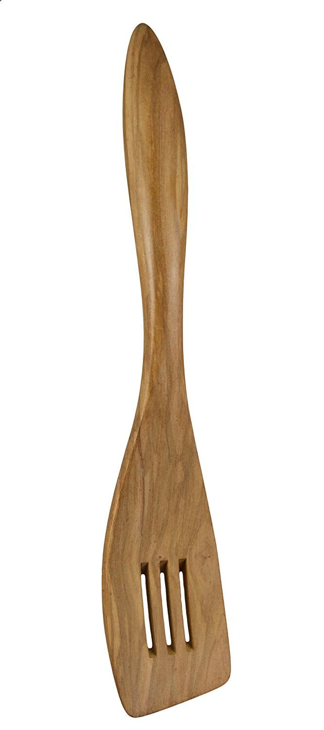 Berard French Olive Wood 12-1/2-Inch Handcrafted Slotted Wood Spatula, Terra Collection