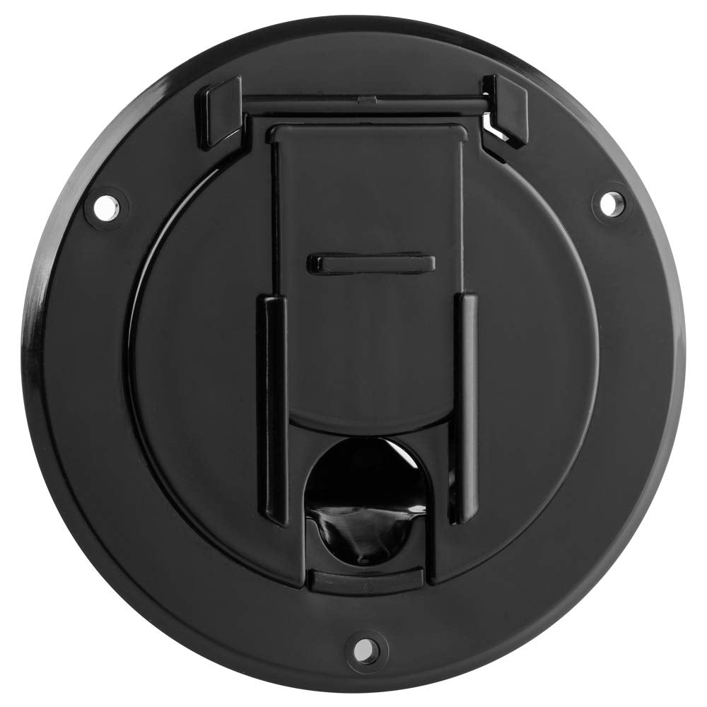 Halotronics RV 4 14-inch Round Electrical cable Hatch for 30 Amp cords (Black)