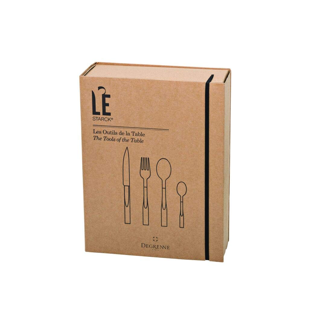 Degrenne | Luxury French Flatware Set | L'E Starck Colored Collection | 24Pcs | Black Truffle