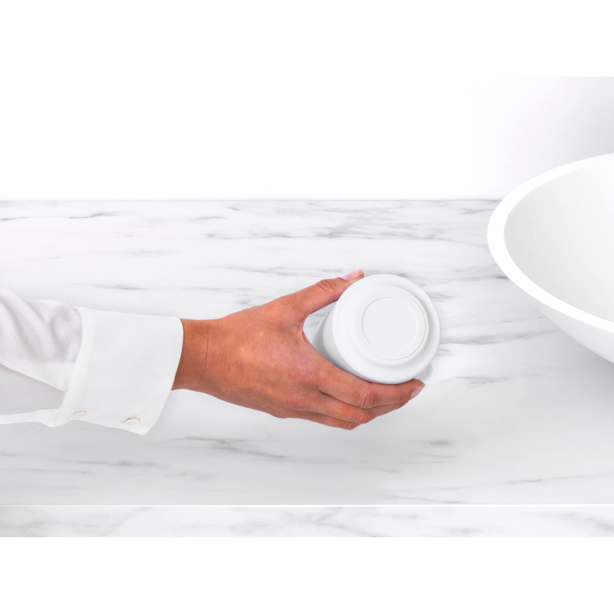Brabantia Mindset Bathroom Storage Pot With Lid (Mineral Fresh White) Cue Tip, Cotton Pads, Jewellery Storage Organizer Holder F