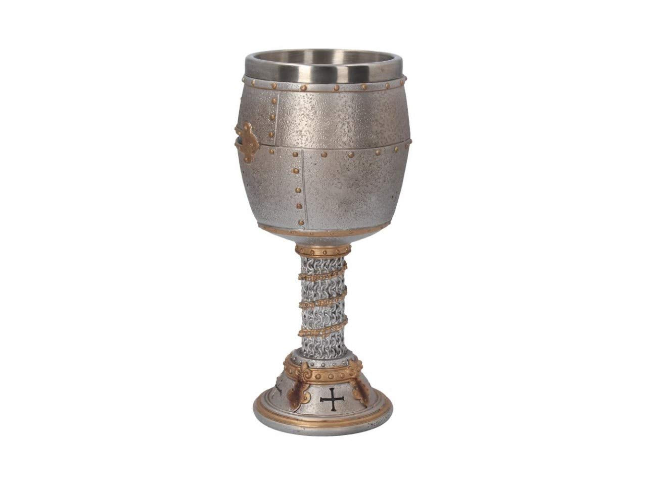 Nemesis Now B3245H7 Crusader Goblet 18Cm Silver, Resin W/Stainless Steel Insert, One Size