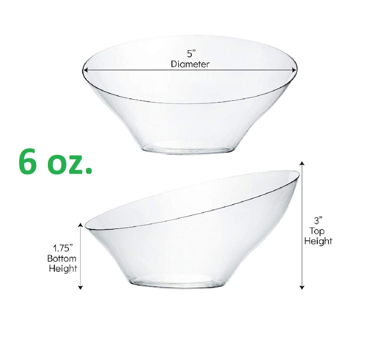 Plasticpro Disposable Angled Plastic Bowls Round Small Serving Bowl, Elegant For Party'S, Snack, Or Salad Bowl, Clear Pack Of 8