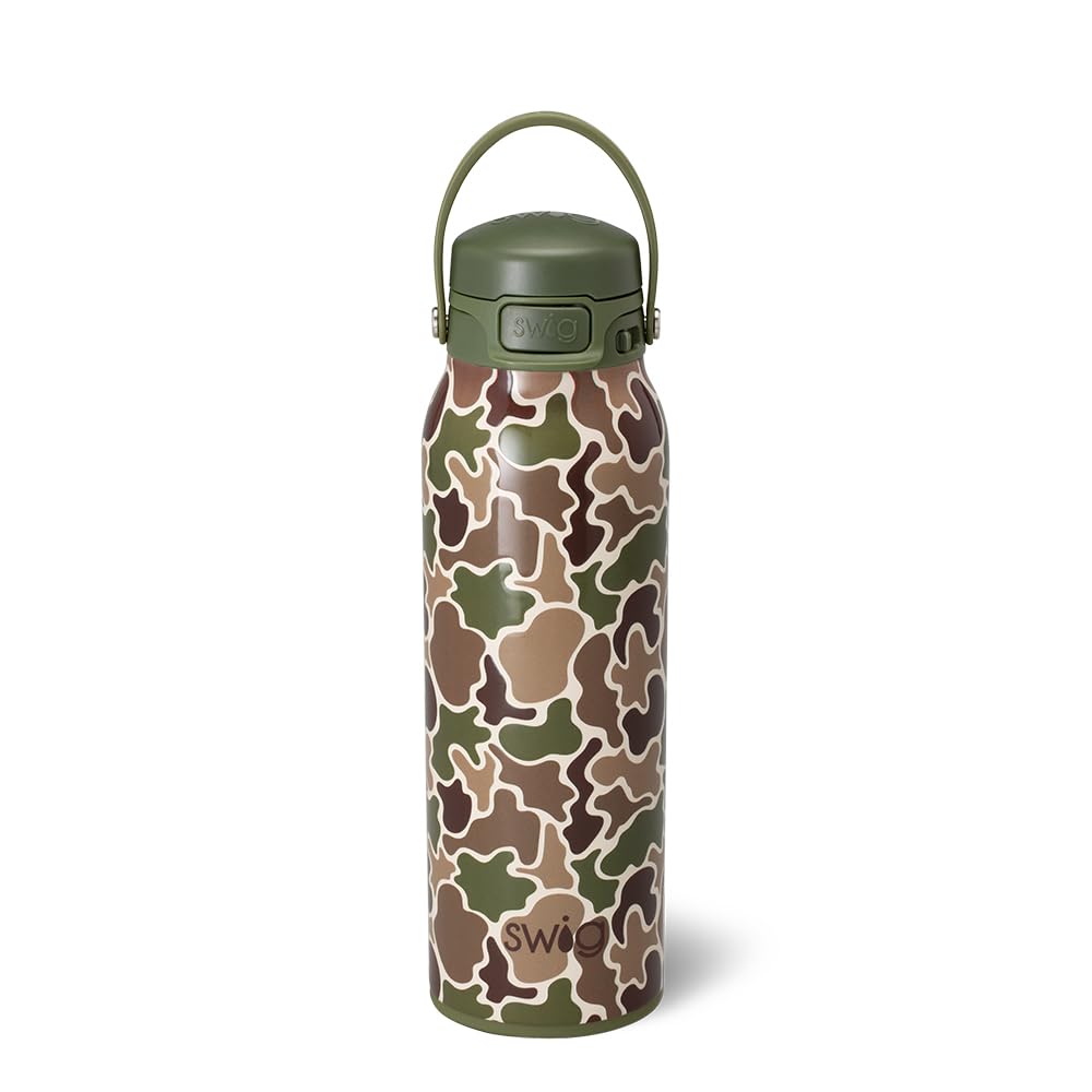 Swig Life 32oz Insulated Water Bottle, Travel Water Bottle with Straw and Lid, Cup Holder Friendly Bottles, Stainless Steel 32 o