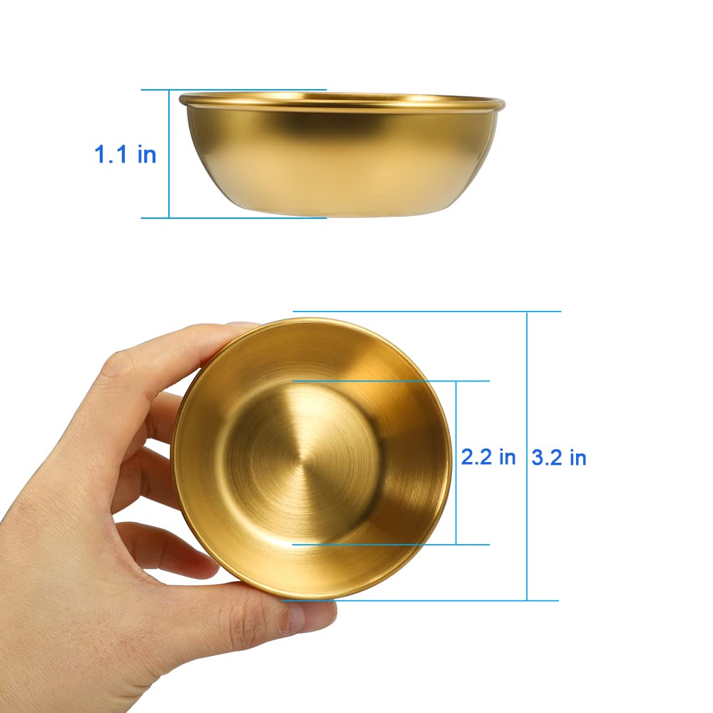 Amytalk 8 Pack 3.2Inch Stainless Steel Sauce Dishes Mini Individual Saucers Bowl Round Seasoning Dishes Sushi Dipping Bowl Appet