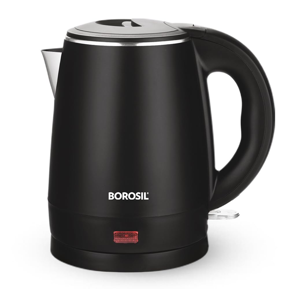 Borosil 1.2L 1350W Cooltouch Multipurpose Electric Kettle | Auto Shut Off | Wide Mouth | 304 Food Grade Stainless Steel With Dou
