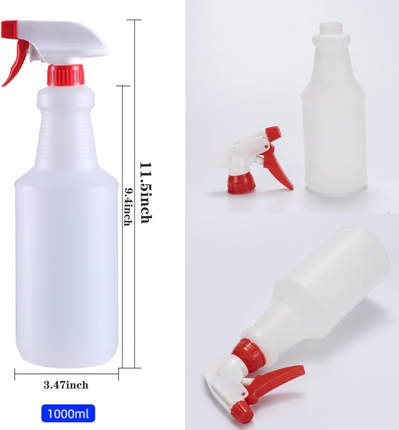 Looknniy 10 Packs 32Oz Empty Spray Bottles Plastic Heavy Duty Refillable Spray Bottles With Adjustable Nozzle And Measurements F