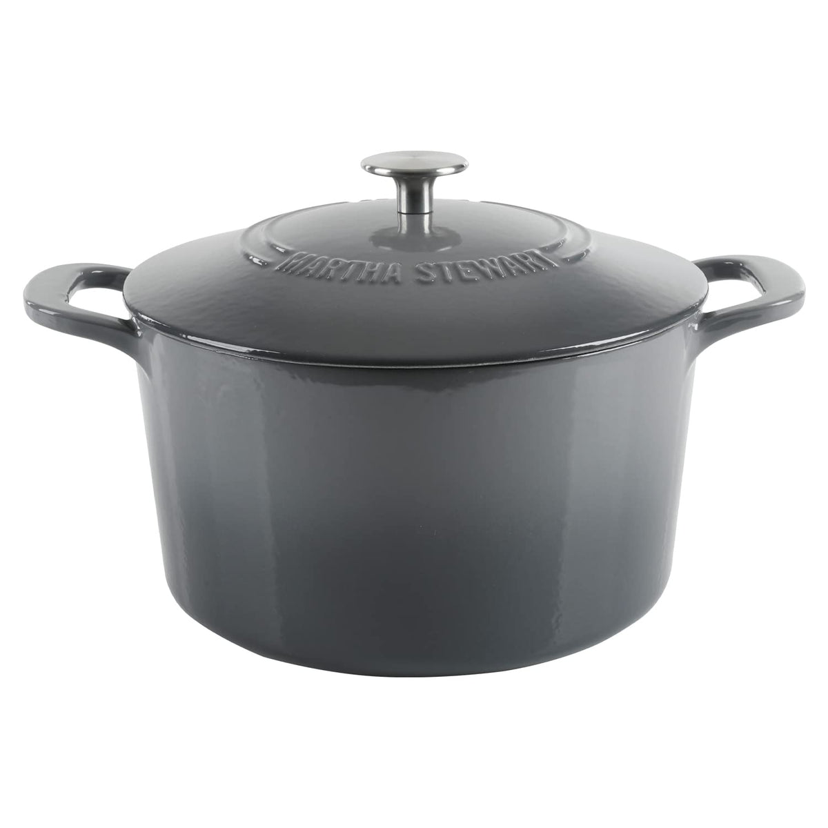 Martha Stewart Gatwick 7 Qt Enamel Cast Iron Dutch Oven, Classic Grey