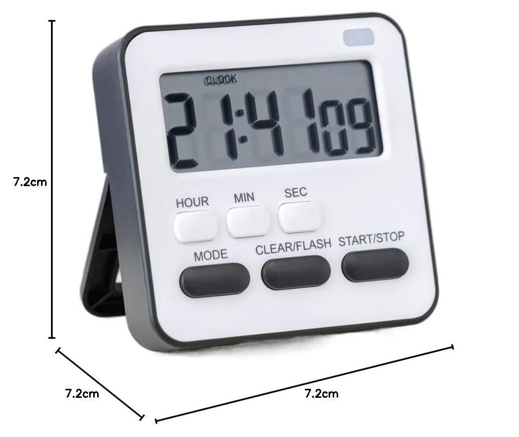 Aerys Digital Kitchen Timer & Stopwatch, Large Digit Countdown, Loud Alarm With Back Stand, Ideal For Cooking, Baking, Study Tab