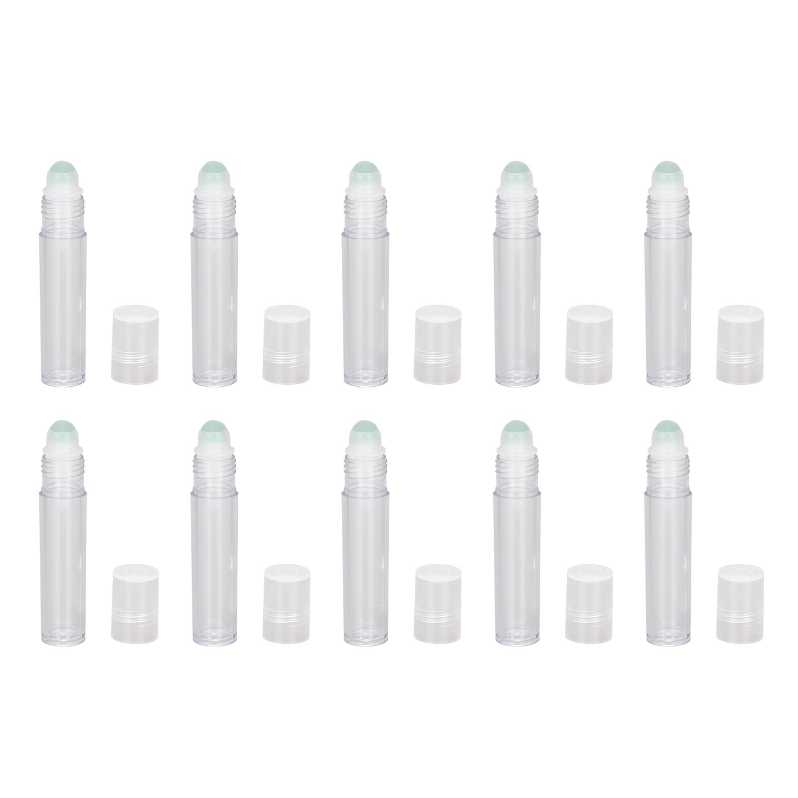 ZJchao 10pcs 7ML Essential Oil Roller Bottles, Refillable Travel Perfume Lip Gloss Containers, Portable Plastic Roll On Bottles 