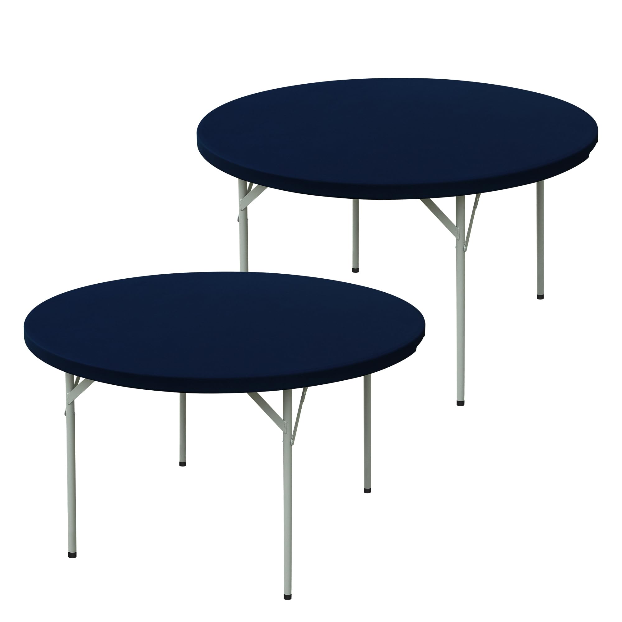 mylacerhome 2 Pack Round Fitted Tablecloth 48 Inch Stretch Spandex Table Cover Navy Washable Table Cloth Elastic Table Topper fo