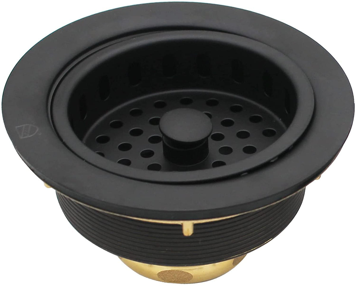 Westbrass R214-62 3-1/2-Inch Large Post Style Kitchen Sink Basket Strainer, Matte Black