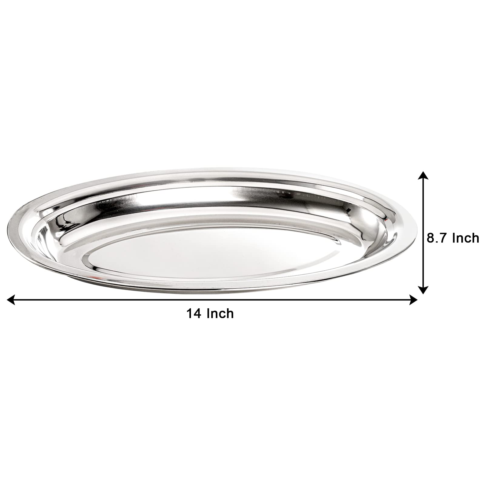 Suwimut 6 Pack Stainless Steel Oval Platter, Heavy Duty Mirror Polish Large Sizzling Platter Serving Tray Fish Plate For Steamin