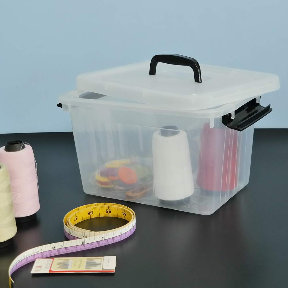 Obstnny 12 Quart&6 Quart Plastic Latching Box With Handles  Clear Storage Bins with Lid