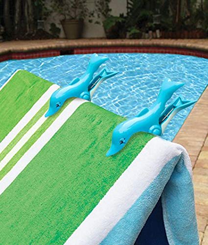 O2Cool Bocaclips - Beach Towel Clips For Beach Chairs, Patio And Pool Accessories - (Dolphin) 2 Count