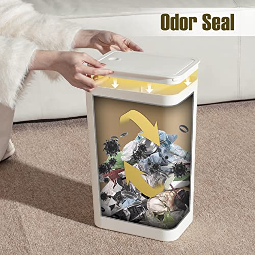 Trashaid 3 Pack Bathroom Trash Can With Lid, 2.6 Gallon / 10 Liter Small Garbage Can With Press Top Lid, Plastic Wastebasket Wit