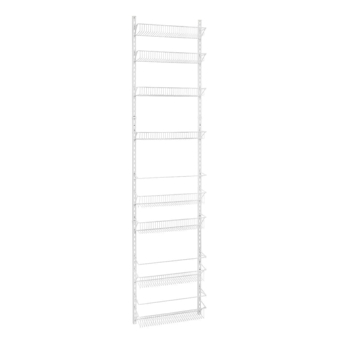 Jumbl Adjustable Wall Mounted 24 Inch Wide Hanging Spice Storage Rack, White