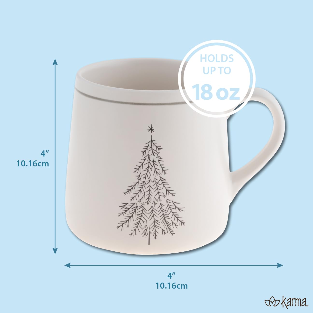 Karma Gifts, Winter White Mug, Christmas Tree 18 OZ