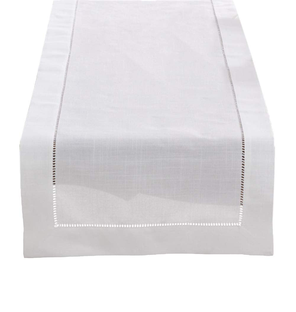 Fennco Styles Classic Solid Color Hemstitch Border Table Runner For Dining Table, Banquet, Wedding, Family Dinner, 16 X 36 Inch,