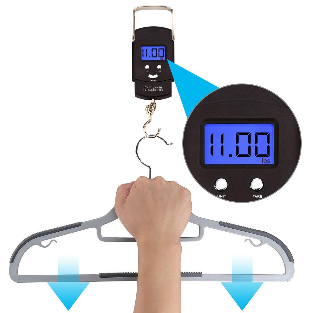 Fsuteg Hangers,Plastic Clothes Hangers, Upgraded Rubber Stripe Non-Slip Coat Hangers,50 Pack Dry Wet Trousers Pants Hangers,Spac