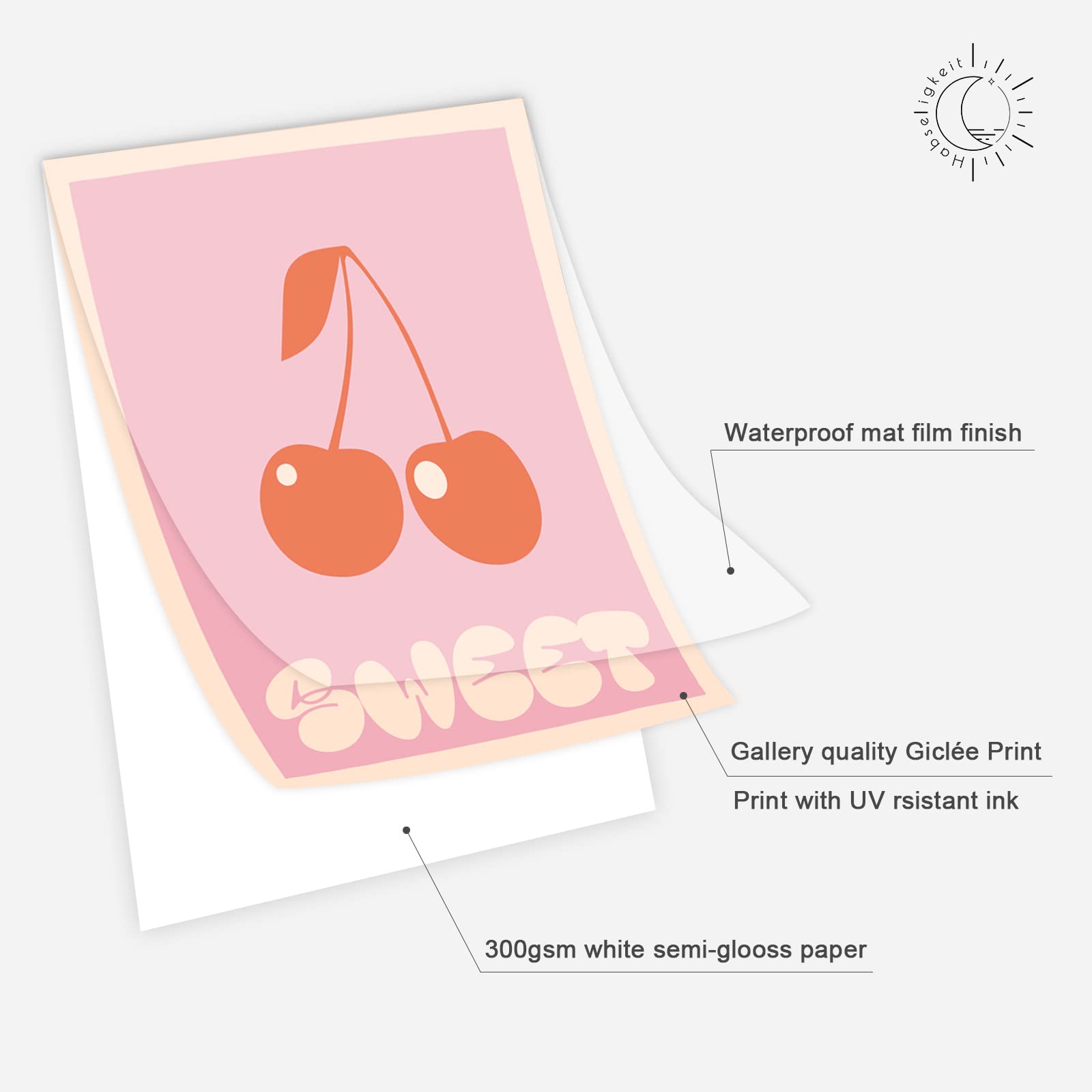 Habseligkeit Pink Gradient Aura Posters For Room Decor Aesthetic, Danish Pastel Cute Room Decor, Cozy Wall Art Prints For Girs D