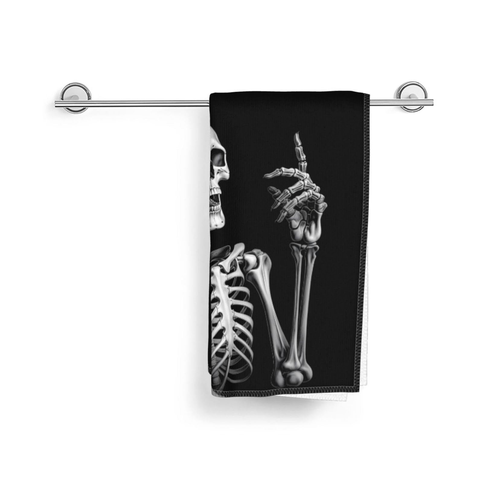 Aieefun Ultra Soft Absorbent Hand Towels, Rock and Roll Halloween Skull Bathroom Towel for Gym and Spa, 27.5 x 15.7 Inches
