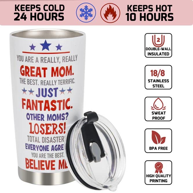 Areok Christmas Gift For Mom From Daughter Son Kids, Best Mom Ever Gifts - Great Mom Mother Gifts, Funny Birthday Gift For Mom,