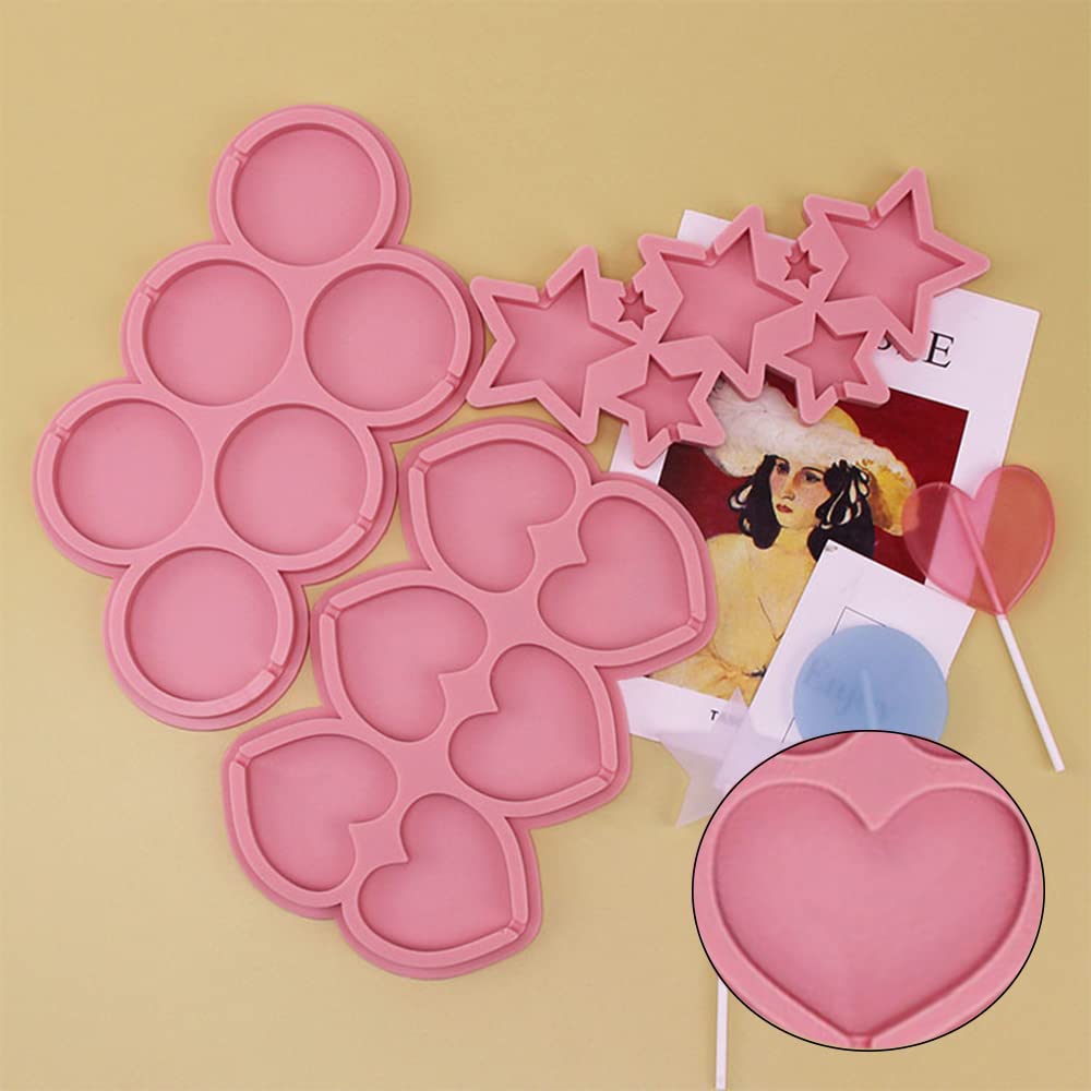 Elane 3 Pcs Lollipop Molds Silicone Candy Molds With 100 Pcs Lollipop Stick,Silicone Chocolate Molds