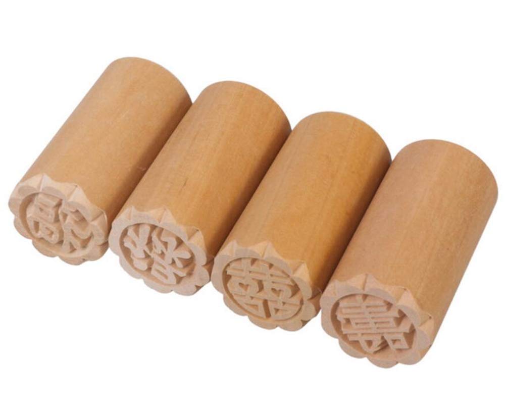 Fu Lu Shou Xi Pattern Wooden Stamp Cookie Press Cake Stamp Traditional Chinese Moon Cake Mold Diy Dessert Mold Maker For Mid-Aut