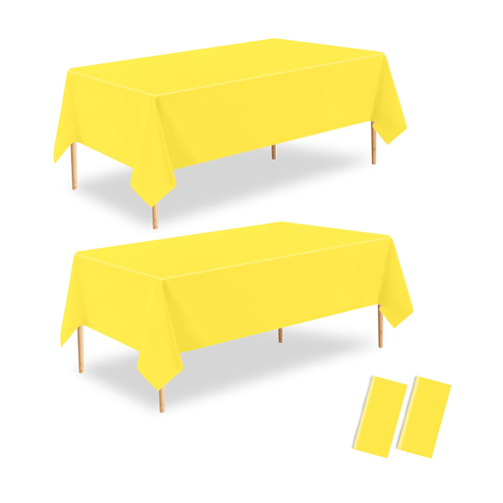 ZHIAXTON Yellow Plastic Table Cloth Disposable 2 Pack,54 X 108 Inch Table Cloths Rectangle for Birthday Party,Wedding,Anniversar