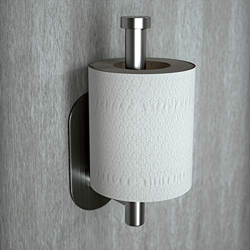 Cerekony Adhesive Toilet Paper Holder, Roll Holder Small Space For Kitchen Bathroom Utility Hooks Stick On Wall Stainless Steel