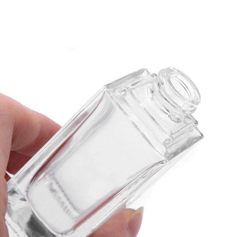 2 Pack 30Ml/1 Oz Clear Glass Foundation Bottle,Empty Refillable Square Lotion Bottle With Press Pump For Lotion Liquid Body Crea