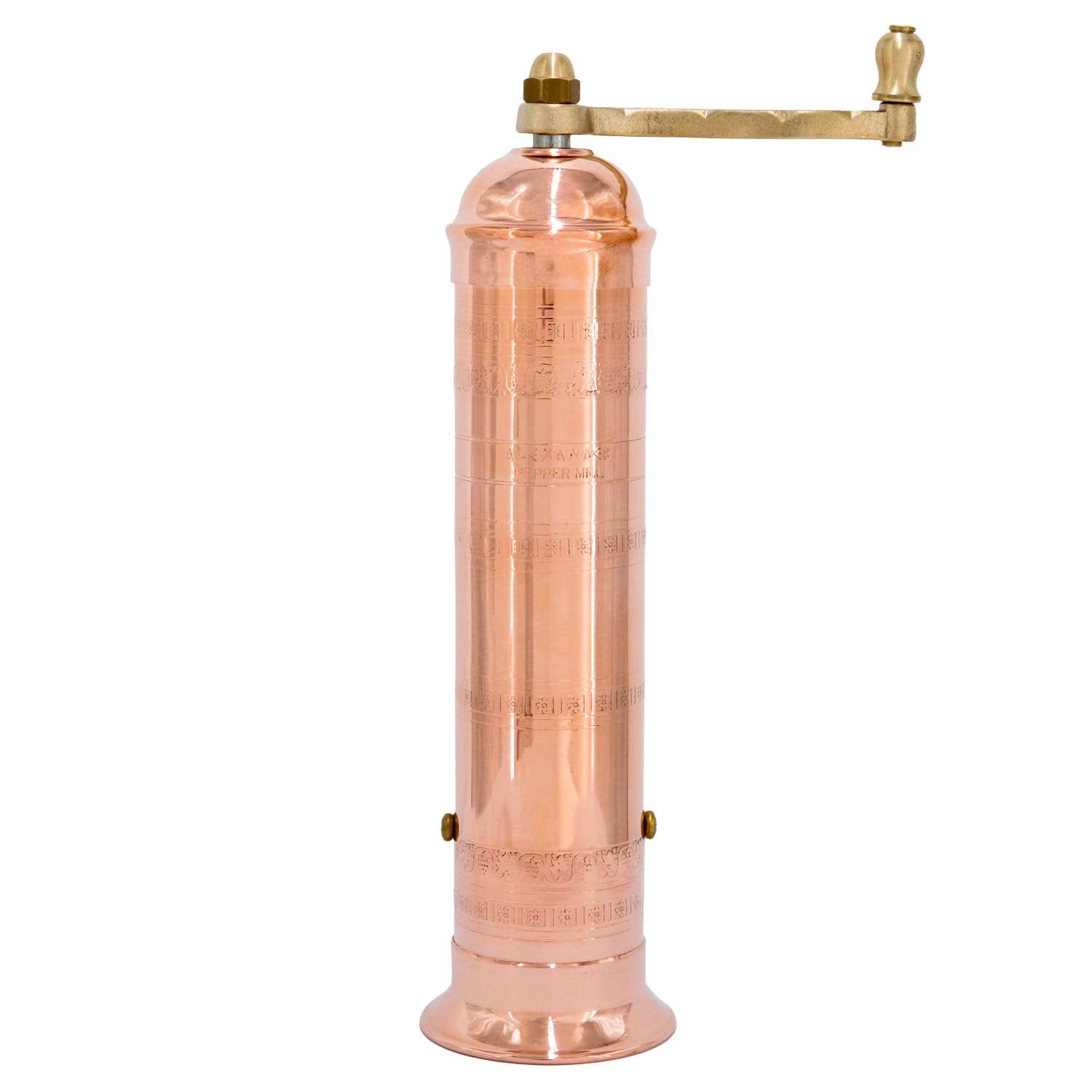 Alexander Home The Original Greek Pepper Mill 10 Inch Tall | European Pepper Mill Grinder with Crank Handle | Manual Pepper Grin