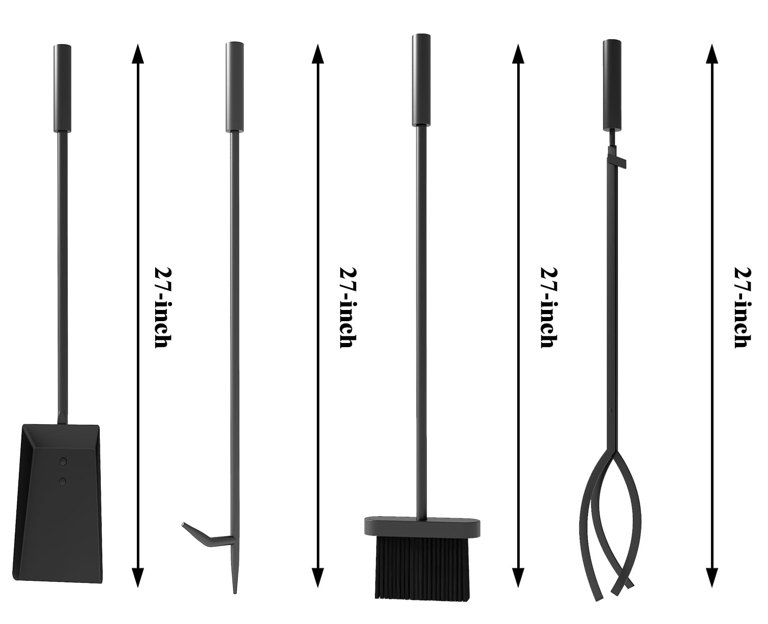 Fire Beauty Fireplace Tools Set 5 Pieces Fireside Accessories Fire Kit Stand Woodstove Tools Holder Wrought Iron Handle Indoor F