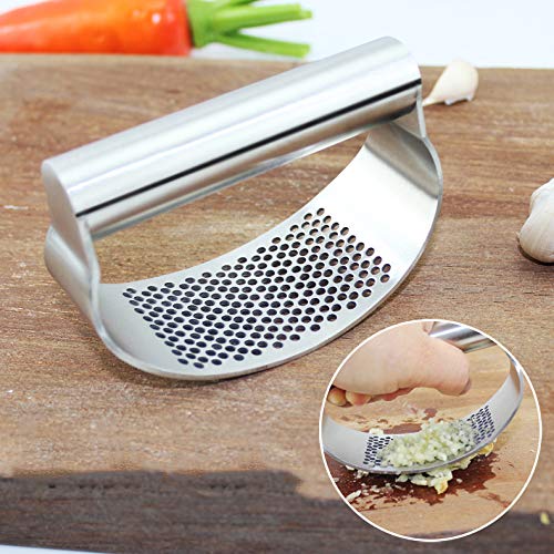 Stainless Steel Garlic Press Rocker Garlic Crusher With Cleaning Brush Tool And Silicone Tube Peeler Kitchen Tools
