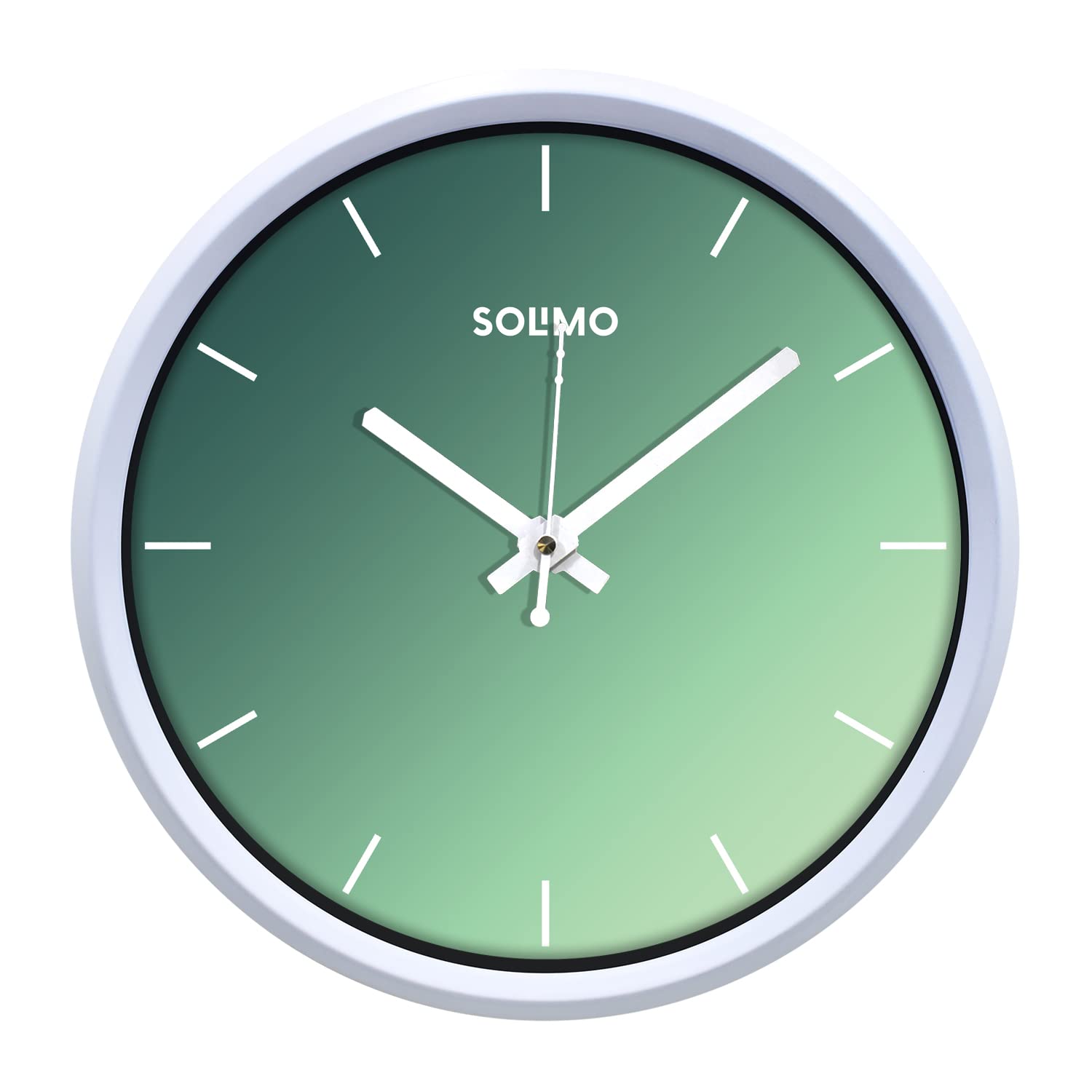 Amazon Brand - Solimo 12-Inch Contemporary Plastic Wall Clock (Silent Movement, White Frame)