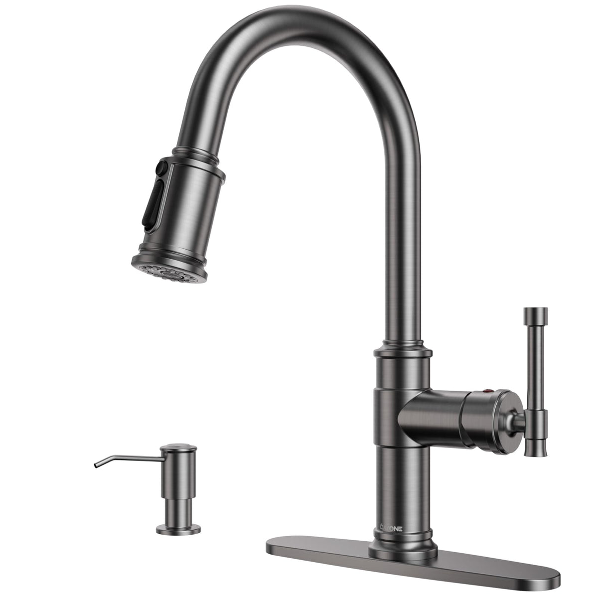 Dayone Touchless Brushed Gold Kitchen Sink Faucets With Soap Dispenser, Pull Down Motion Sensor Hand-Free Single Handle Faucet F