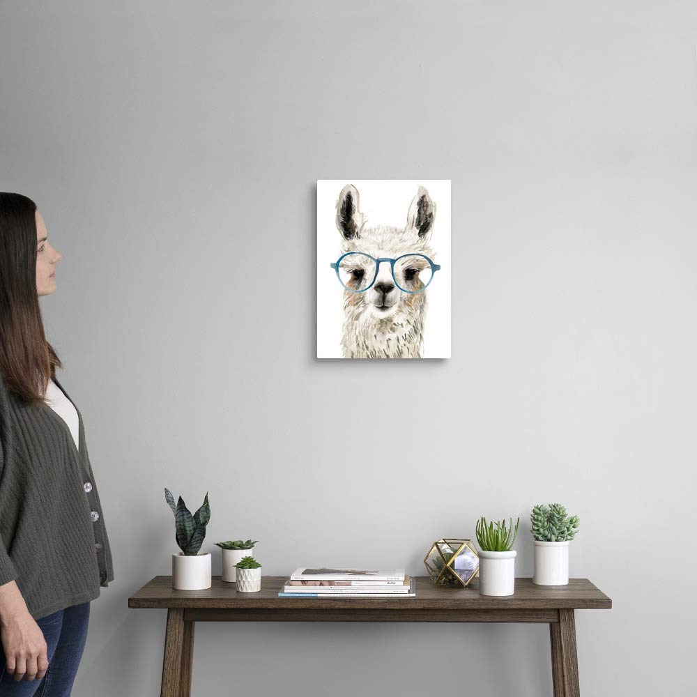 Canvas On Demand Hip Llama Ii Canvas Wall Art Print By Victoria Borges, Contemporary, Home Decor, Wildlife, Alpaca Artwork, 12''