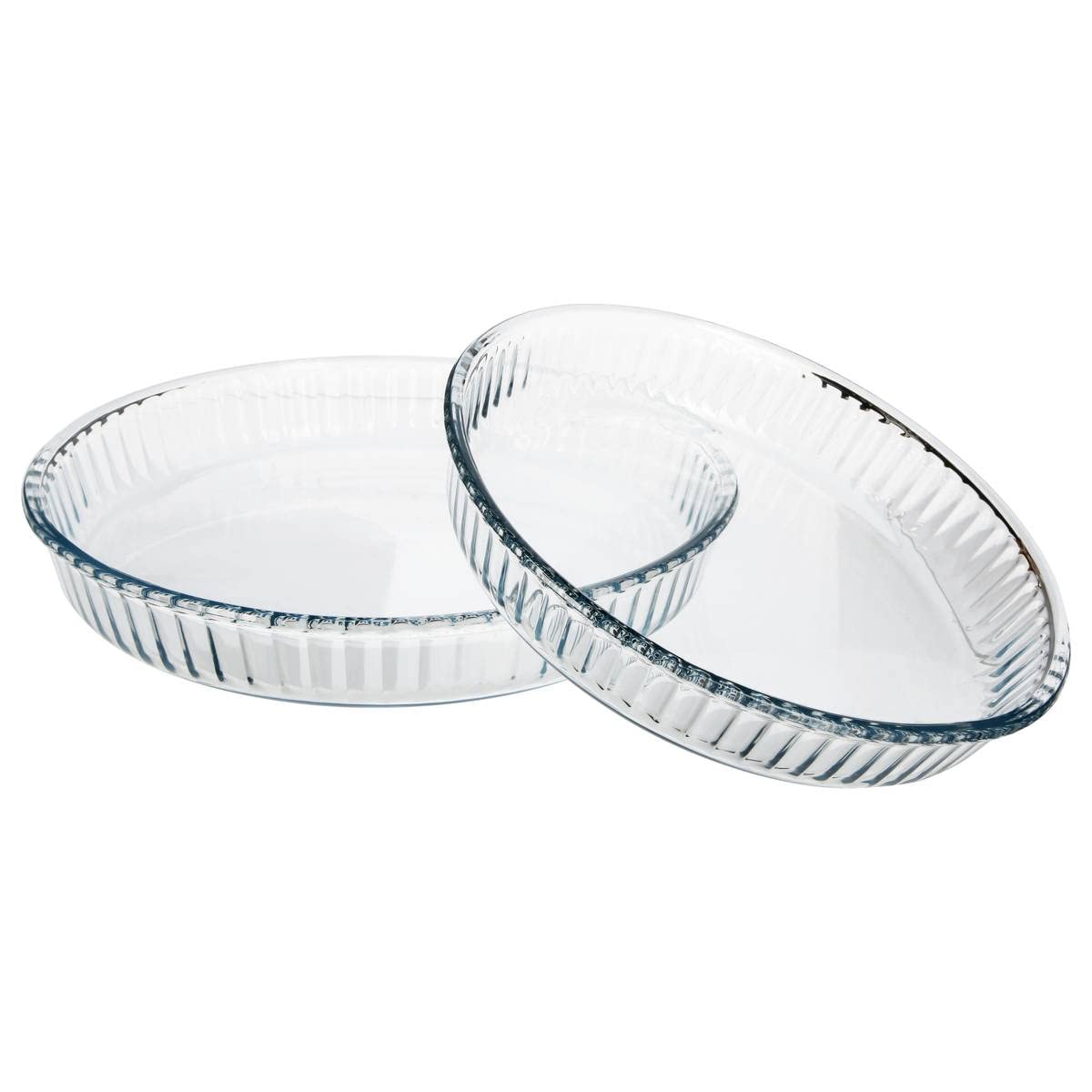 Borcam 1690038 Set of 2 Round Clear Class Tart Dishes, 32 x 32 x 5cm