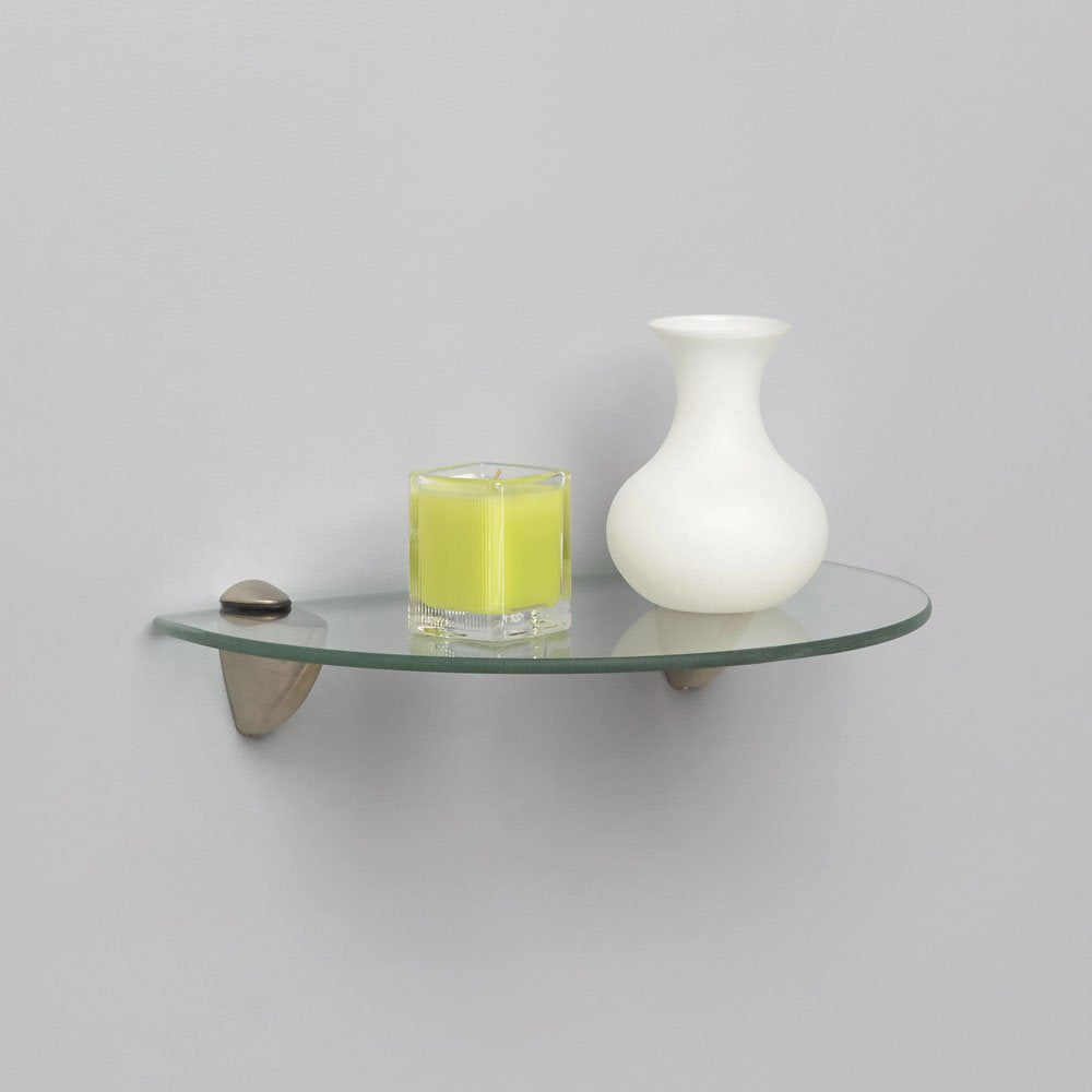 Shelf-Made Kt-0134-812Sn Curved Glass Shelf Kit, Satin Nickel, 8-Inch By 12-Inch