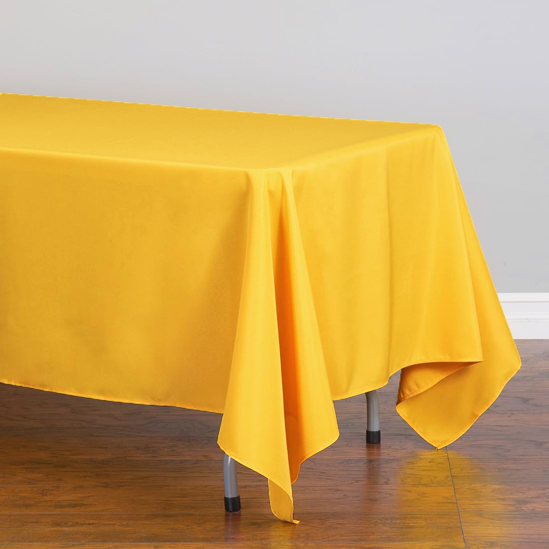 Ltc Linens 10 Pack Rectangular Tablecloths Gold 70 X 120 Inch For 6 Or 8 Ft Rectangle Banquet Tables With Half-Drop - Stain And