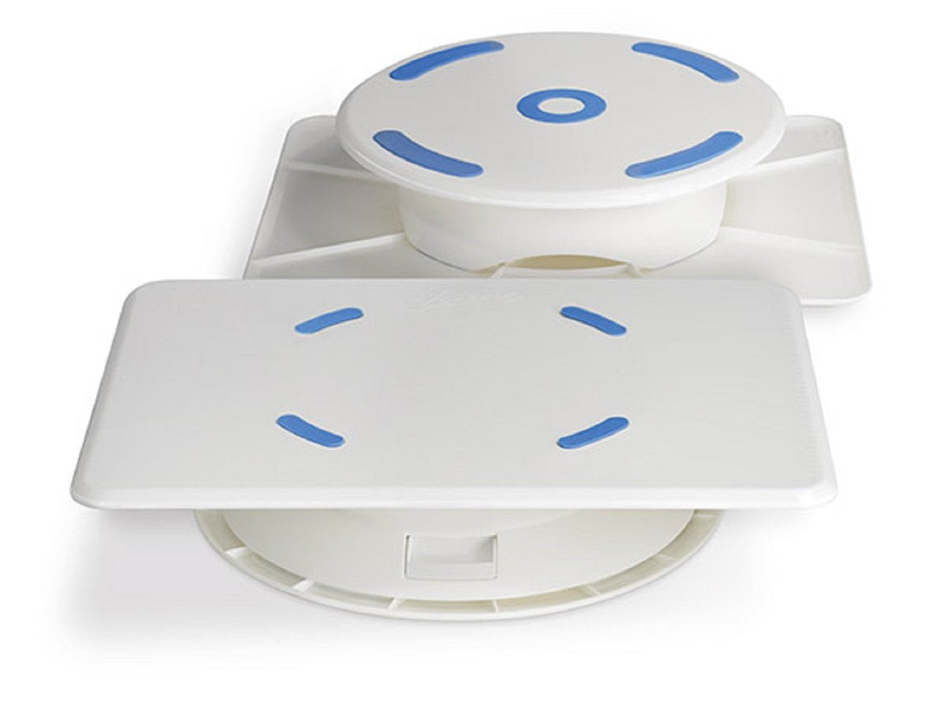 Ateco Reversible 2-Sided Revolving Cake Decorating Stand, Plastic Turntables And Base, 12 By 16-Inch And 12-Inch Diameter, White