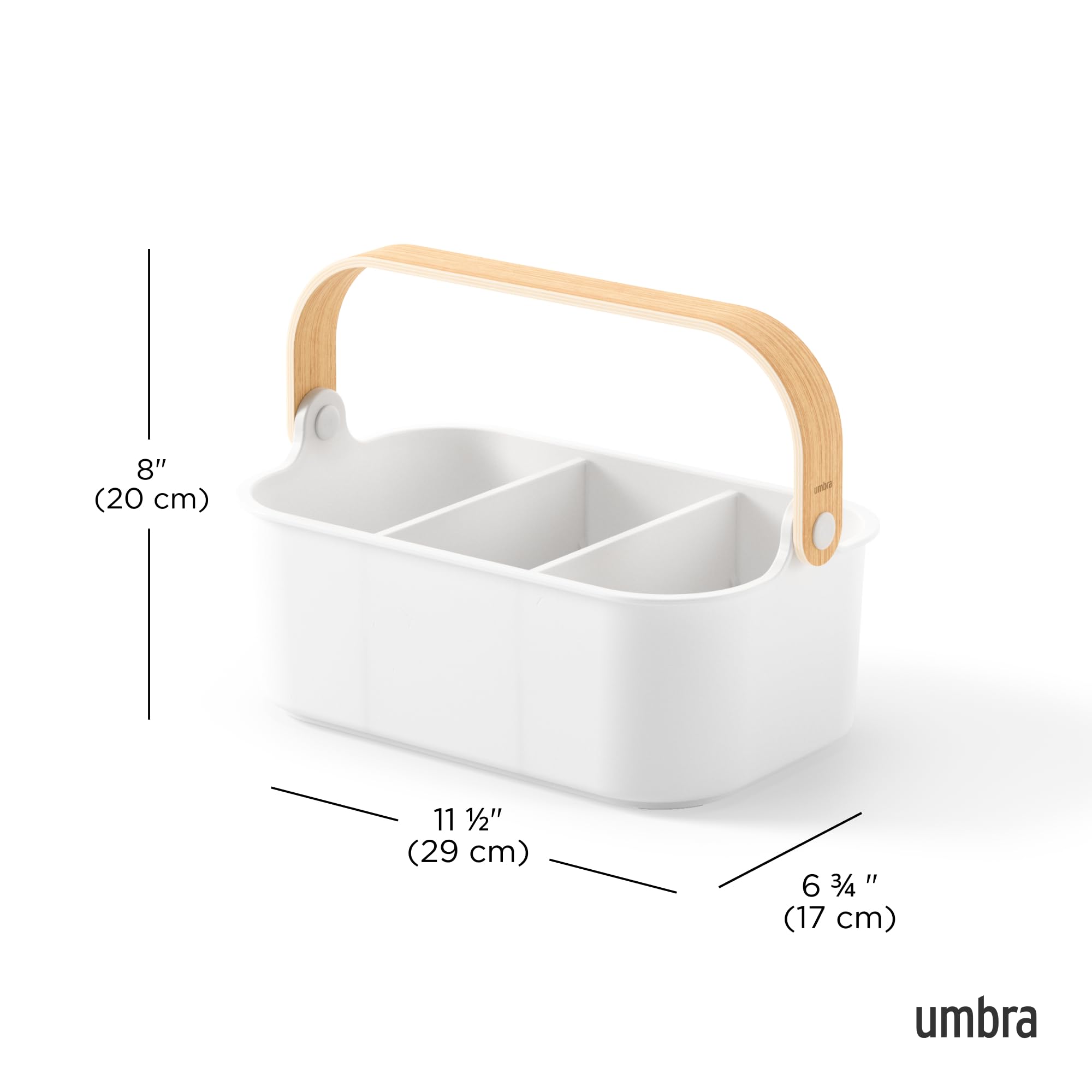 Umbra Bellwood Stackable Storage Bin, Multipurpose Caddy Organizer, 11 X 7 In, White/Natural