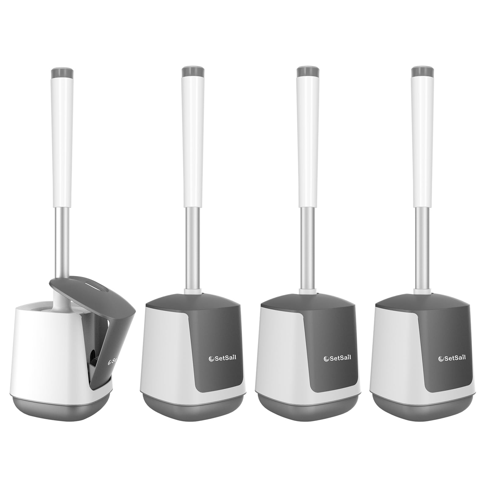 SetSail Toilet Brush 4 Pack Toilet Bowl Brush and Holder Toilet Cleaner Brush with Nylon Bristles Ventilated Toilet Brushes for 