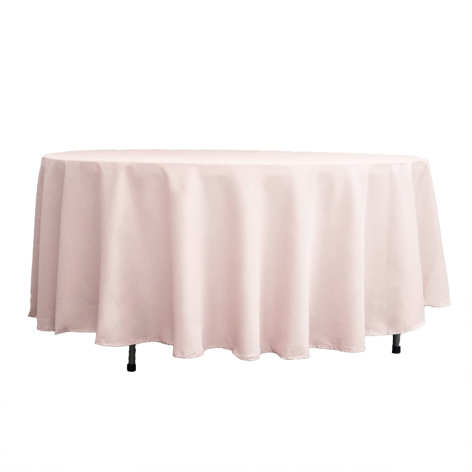Balsacircle 108 Inch Blush Round Polyester Tablecloth Fabric Table Cover Linens For Wedding Party Banquet Reception Events Kitch